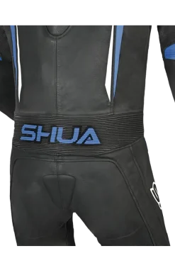 Shua Infinity Black Blue 1PC Men's Leather Motorcycle Suits