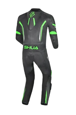 Shua Infinity Black Green 1PC Men's Leather Motorcycle Suits