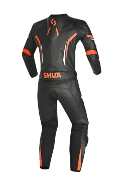 Shua Infinity Black Orange 2PC Leather Motorcycle Suits Men