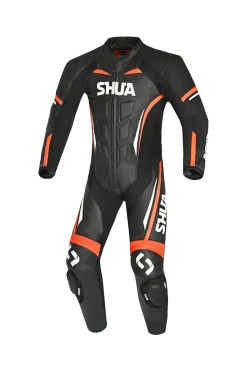 Shua Infinity Black Orange 1PC Men's Leather Motorcycle Suits