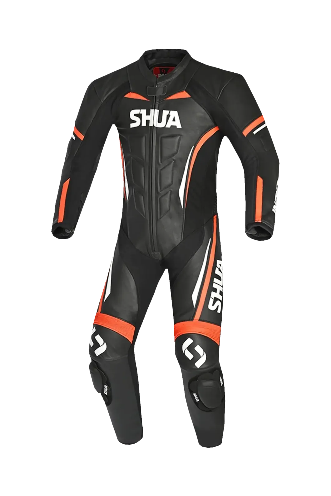 Shua Infinity Black Orange 1PC Men's Leather Motorcycle Suits