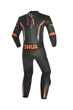 Shua Infinity Black Orange 1PC Men's Leather Motorcycle Suits