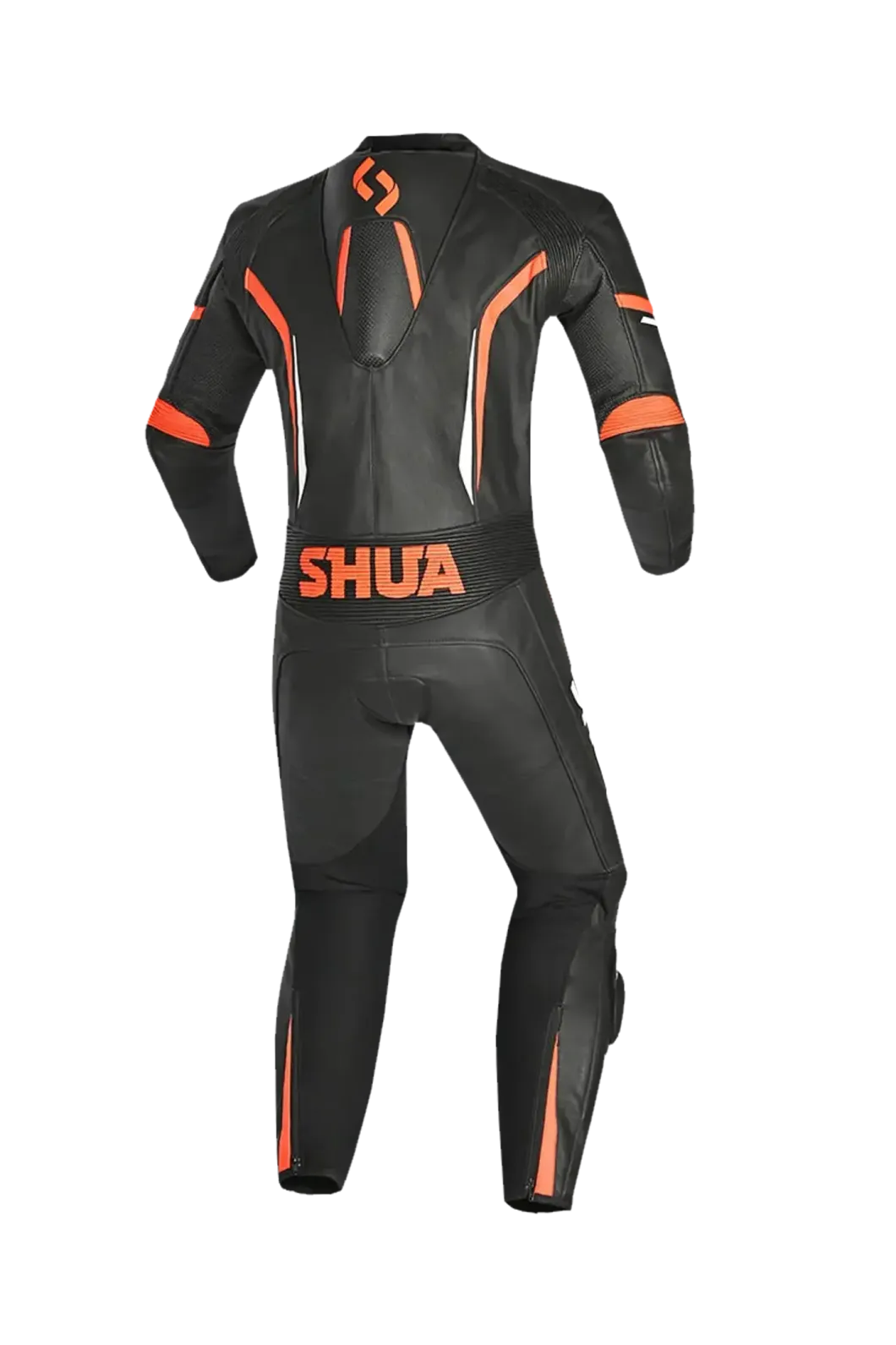 Shua Infinity Black Orange 1PC Men's Leather Motorcycle Suits