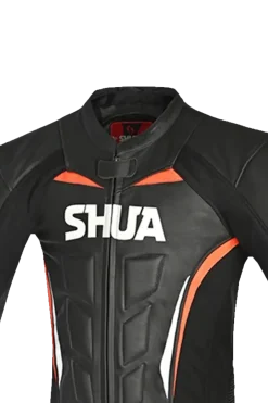 Shua Infinity Black Orange 1PC Men's Leather Motorcycle Suits