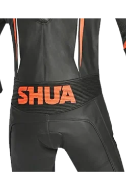 Shua Infinity Black Orange 1PC Men's Leather Motorcycle Suits