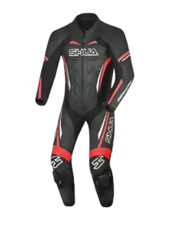 Shua Infinity Black Red 1PC Men's Leather Motorcycle Suits