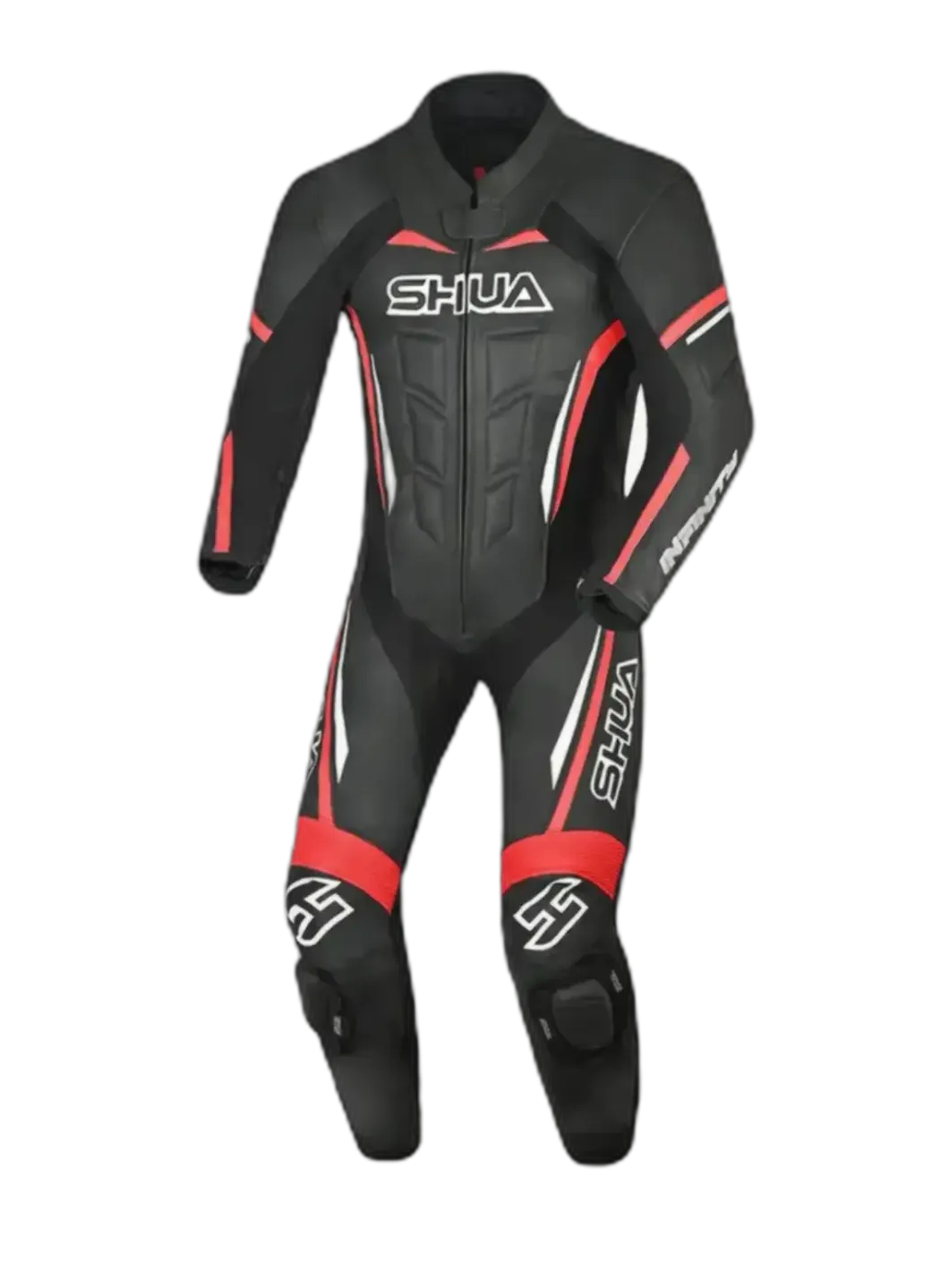 Shua Infinity Black Red 1PC Men's Leather Motorcycle Suits