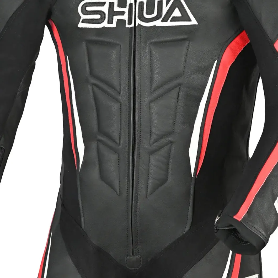 Shua Infinity Black Red 1PC Men's Leather Motorcycle Suits