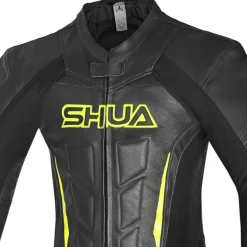 Shua Infinity Black Yellow/Flu 1PC Men's Leather Motorcycle Suits