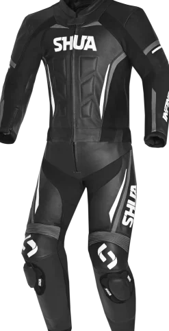 Shua Infinity 2-Piece Motorcycle Suit Black/White/Ducktail