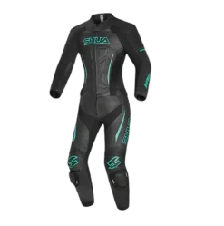 Shua Infinity Women's 2-Piece Motorcycle Suit Black/Terquise