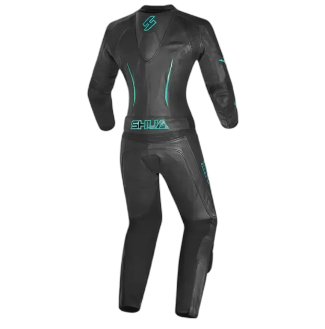 Shua Infinity Women's 2-Piece Motorcycle Suit Black/Terquise