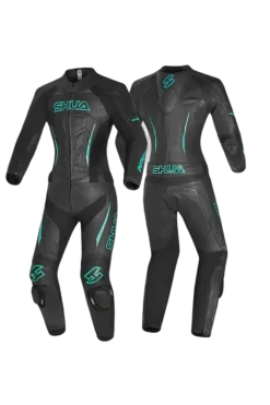 Shua Infinity Women's 2-Piece Motorcycle Suit Black/Terquise