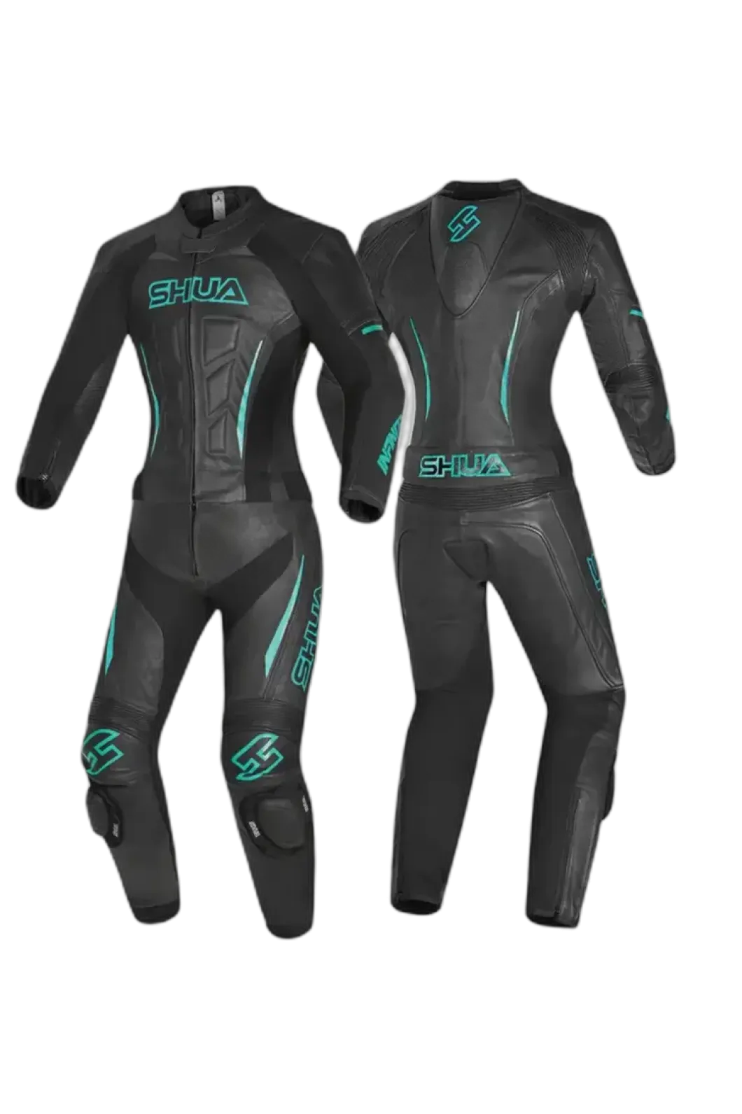 Shua Infinity Women's 2-Piece Motorcycle Suit Black/Terquise