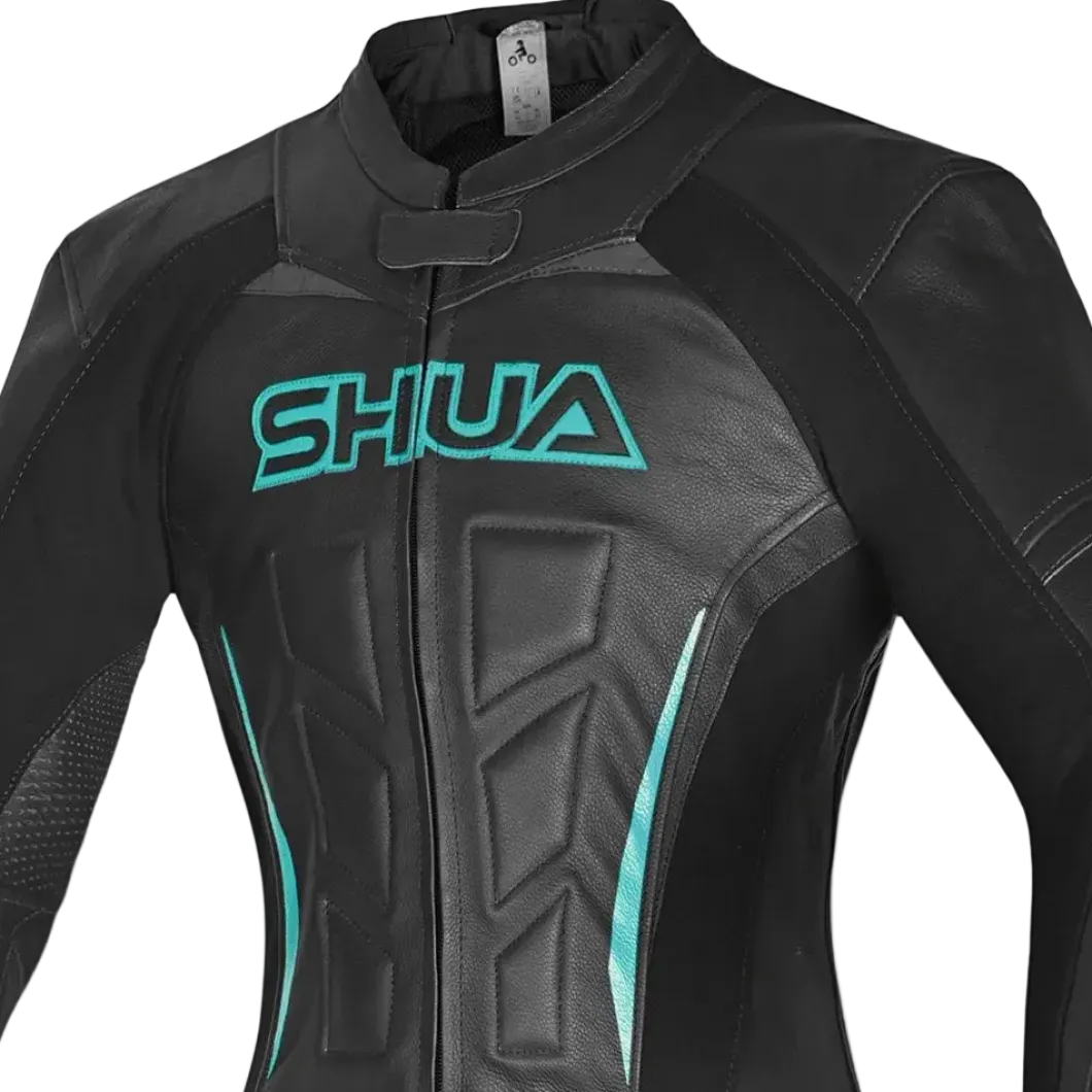 Shua Infinity Women's 2-Piece Motorcycle Suit Black/Terquise