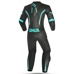 SHUA INFINTY 1 PC TUTA DI MOTO DONNA NERO BIANCO TURCHESA
