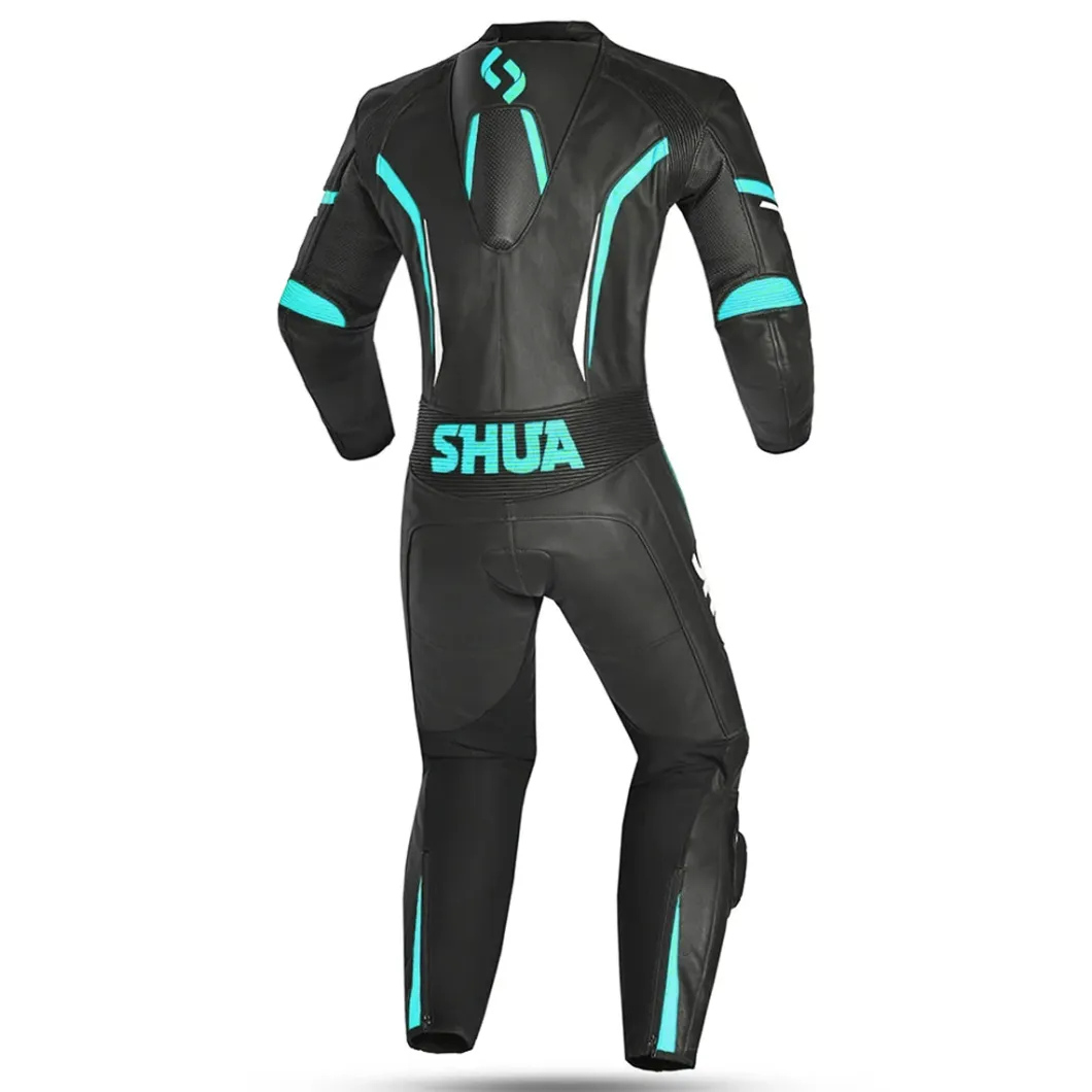 SHUA INFINTY 1 PC TUTA DI MOTO DONNA NERO BIANCO TURCHESA