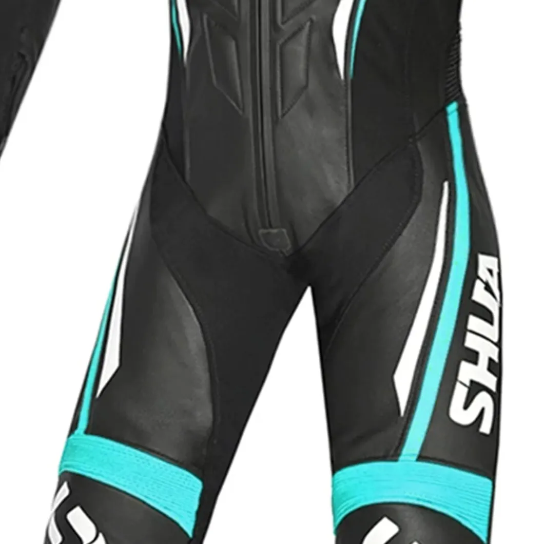 SHUA INFINTY 1 PC TUTA DI MOTO DONNA NERO BIANCO TURCHESA