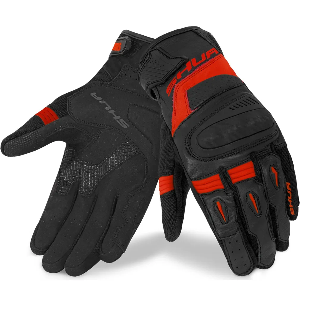 SHUA Proton Motorcycle Gloves Black Red