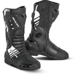 Shua Super Tech Racing Motorcycle Boots Track Black White