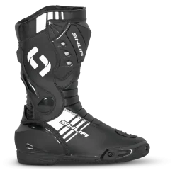 Shua Super Tech Racing Motorcycle Boots Track Black White