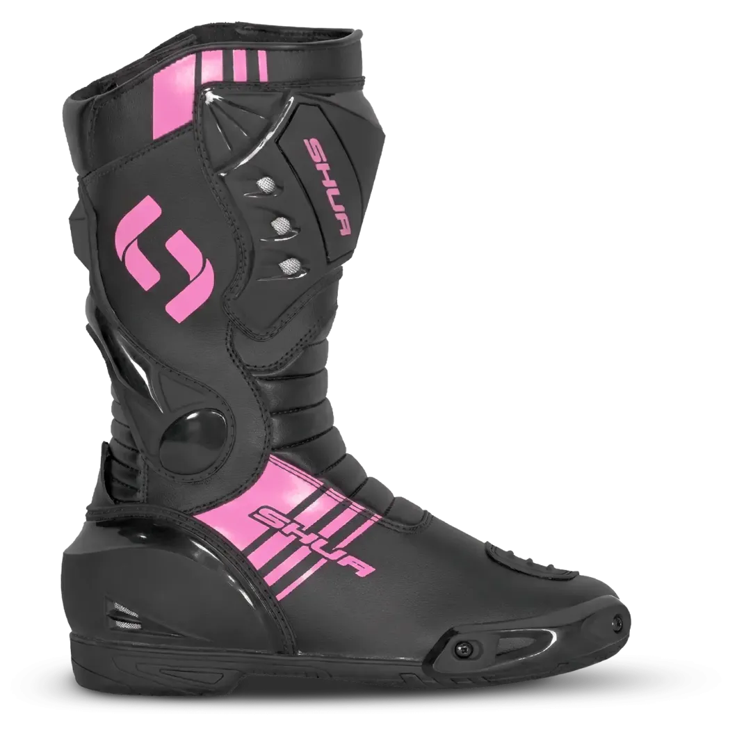 Shua - SuperTech Racing Motorcycle Boots - Black Pink