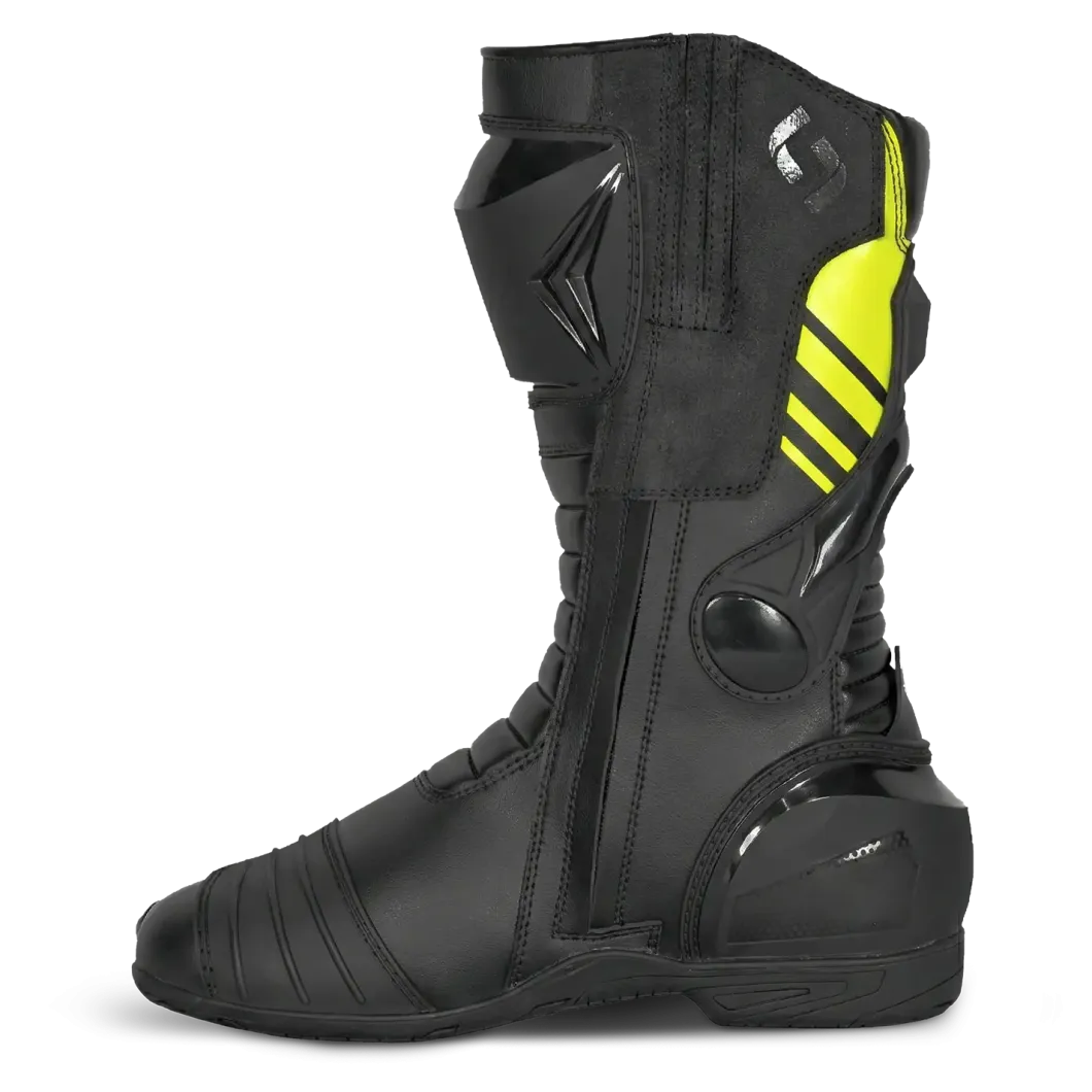 Shua Super Tech Track Racing Motorcycle Boots Black Yellow