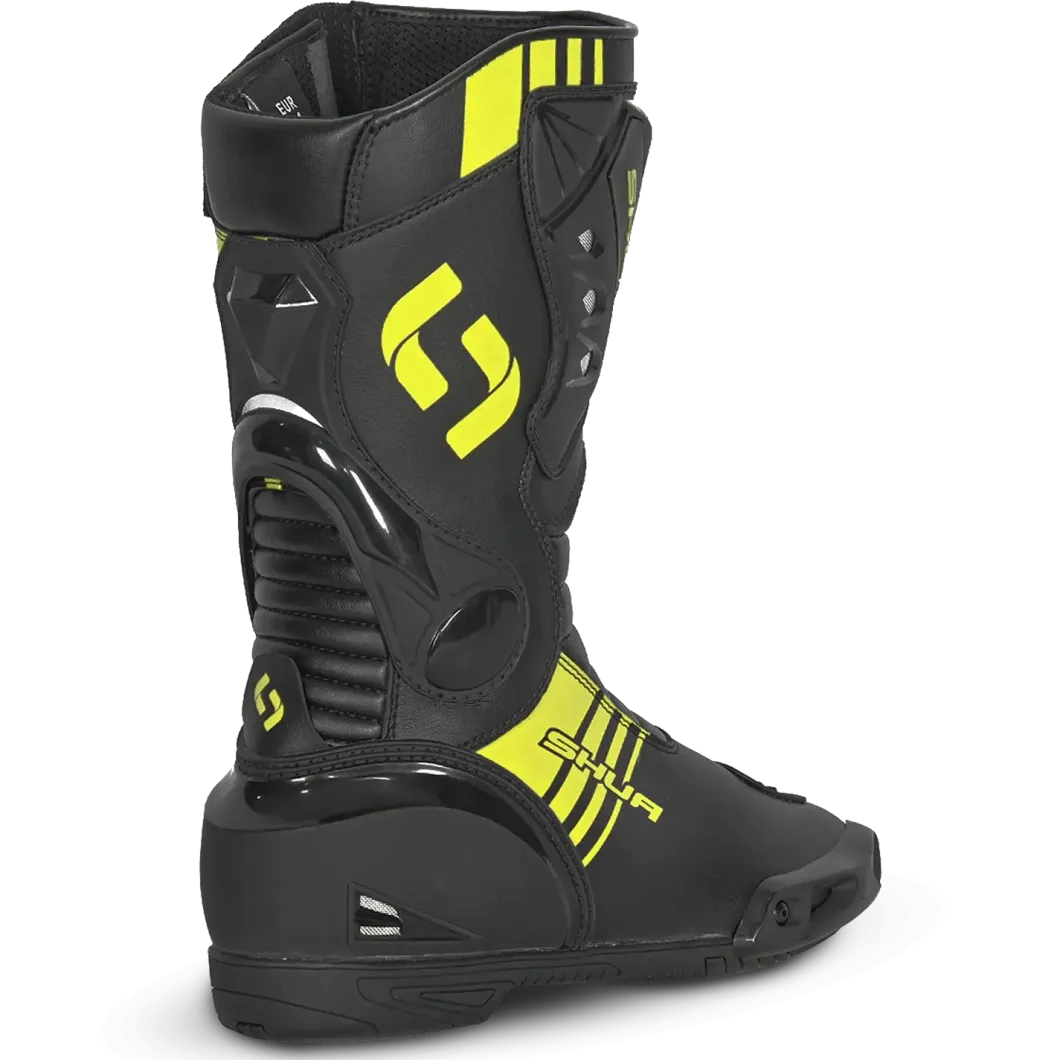 Shua Super Tech Track Racing Motorcycle Boots Black Yellow