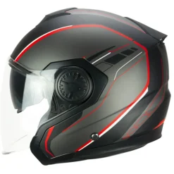 SKA-P 1DG TOUR RACE Motorcycle Jet Helmets Black Red Matte