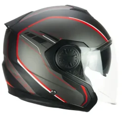 SKA-P 1DG TOUR RACE Motorcycle Jet Helmets Black Red Matte