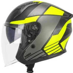 SKA-P 1MHG JEDI SPORT Motorcycle Jet Helmets Black Fluorescent Yellow Matte
