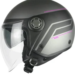 SKA-P 1SHG ZEN CITY Demi Jet Helmets Anthracite Fluorescent Pink Satin