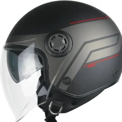 SKA-P 1SHG ZEN CITY Open Face Motorcycle Jet Helmets Black Red Matte