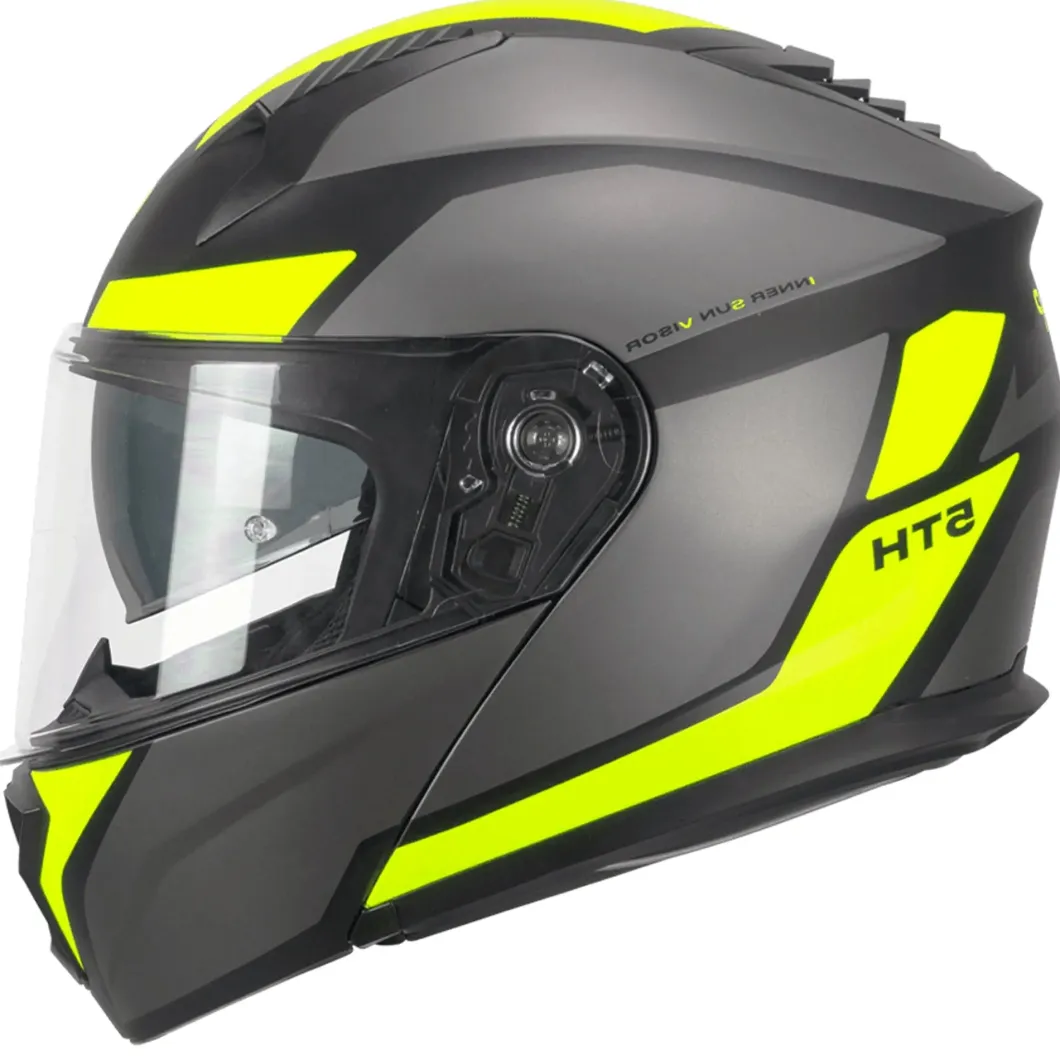 SKA-P 5THG FALCON SPORT Modular Motorcycle Helmets Black Fluorescent Yellow Matte