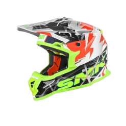 SMK ALLTERRA FULMINE GL174 Motocross Helmets White Red Yellow Fluo
