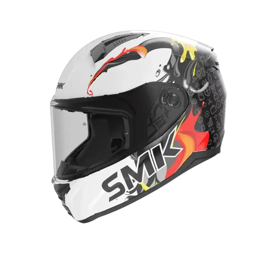 SMK BIONIC YOUTH SPLASH GL124 Full Face Motorcycle Helmets White Black