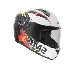 SMK BIONIC YOUTH SPLASH GL124 Full Face Motorcycle Helmets White Black