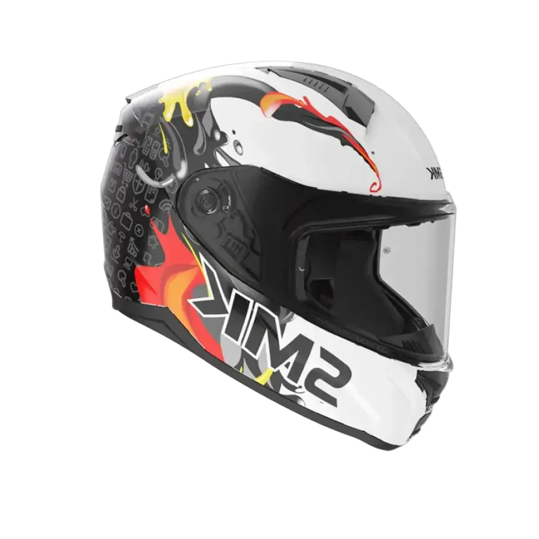 SMK BIONIC YOUTH SPLASH GL124 Full Face Motorcycle Helmets White Black