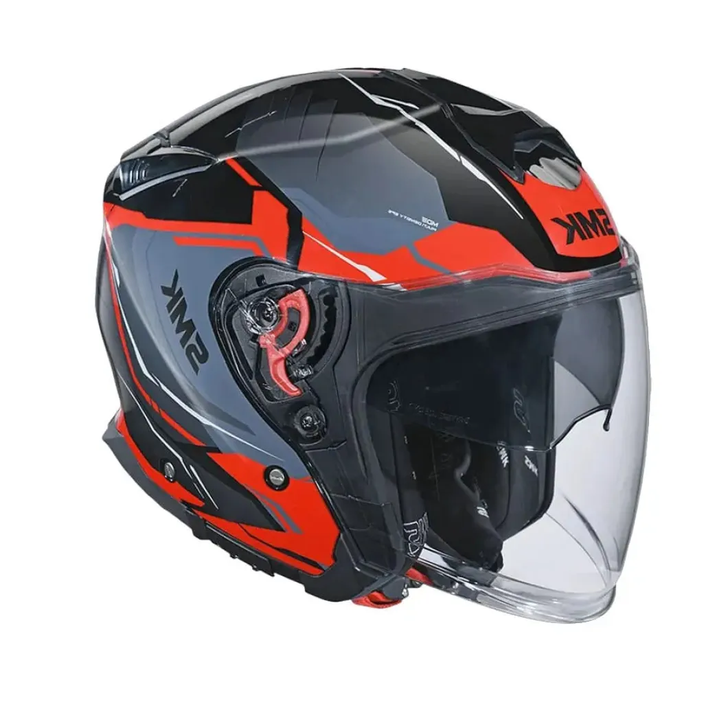 SMK GTJ ESCAPE GL236 Motorcycle Jet Helmets Matte Black Grey Red