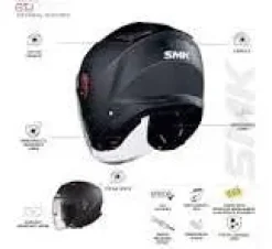 SMK GTJ TOURER GL614 Motorcycle Jet Helmets Black White Grey