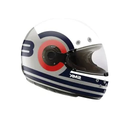 SMK RETRO RANKO GL653 Motorcycle Full Face Helmets Matte White Blue Grey