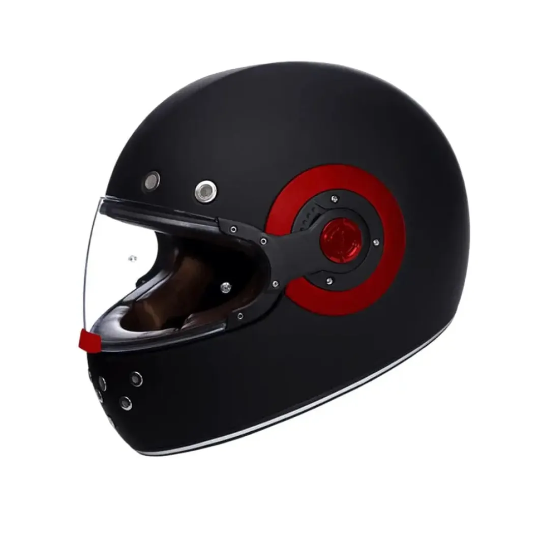 SMK RETRO SOLID MA230 Full Face Motorcycle Helmets Matte Black Red