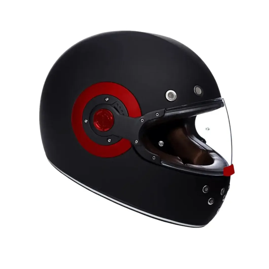 SMK RETRO SOLID MA230 Full Face Motorcycle Helmets Matte Black Red