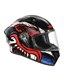 SMK STELLAR ANIMAL MA231 Full Face Motorcycle Helmets Matte Black White Red