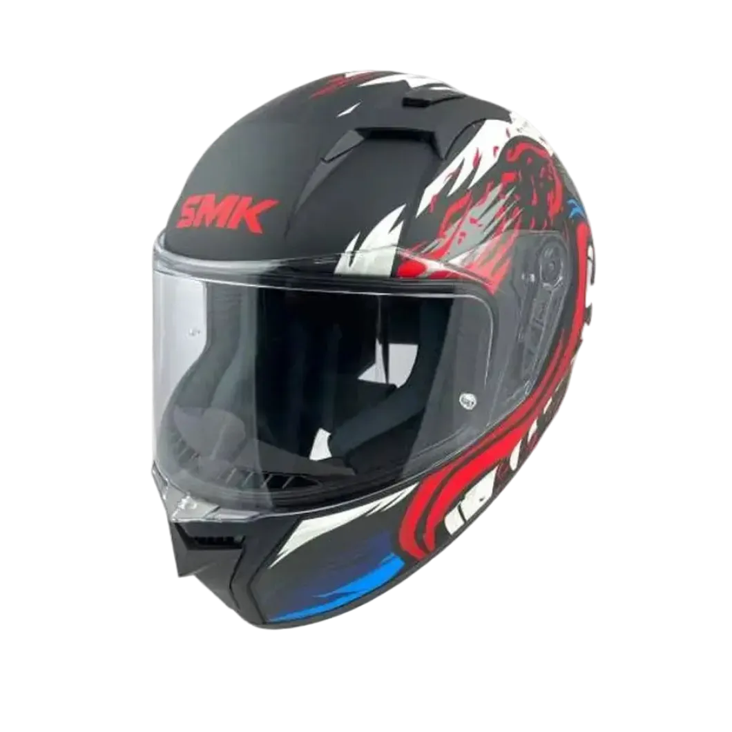 SMK STELLAR ANIMAL MA231 Full Face Motorcycle Helmets Matte Black White Red
