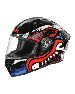 SMK STELLAR ANIMAL MA231 Full Face Motorcycle Helmets Matte Black White Red