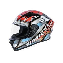 SMK STELLAR SPORTS #UNO MA263 Full Face Motorcycle Helmets Grey Blue Red