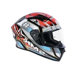 SMK STELLAR SPORTS #UNO MA263 Full Face Motorcycle Helmets Grey Blue Red