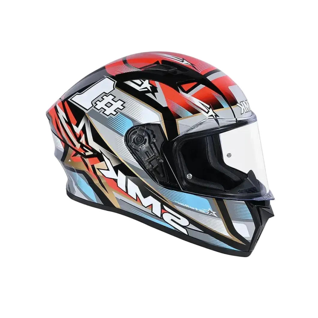 SMK STELLAR SPORTS #UNO MA263 Full Face Motorcycle Helmets Grey Blue Red