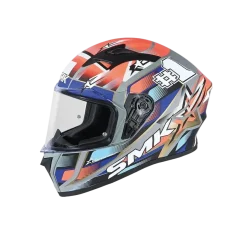 SMK STELLAR SPORTS #UNO MA657 Full Face Motorcycle Helmets Red Blue Grey